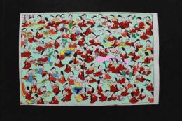 5　5　千代紙　お多福の図(仮題)　木版彩色刷　約26.5×39.5㎝