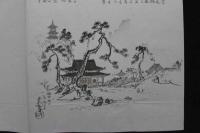 5　5　木版包紙　備中中井山宝福寺景　中村木版画　熊谷鳩居堂