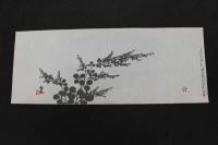 ６　5　②複製木版画　谷文晁筆　秋の七草　重要木版保存会　明治47年　木版墨刷　ススキ欠　約19×50㎝　6枚