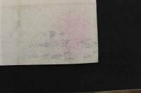 5　5　引札　略暦　明治40年　塩生魚乾物　青物土物　上尾町　八百喜　石版3色刷　約54×35.5㎝　