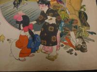 ６　2  引き札　石版色刷　種油白紋油製造　肥料本炭荒物商　佐渡清商店　渡辺辰次郎