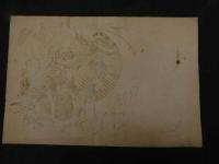 ６　2  引き札　石版色刷　種油白紋油製造　肥料本炭荒物商　佐渡清商店　渡辺辰次郎