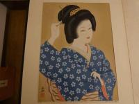 ６　2  和田和歌美人木版画　初雪　春愁　木版彩色刷　２葉揃　帙入