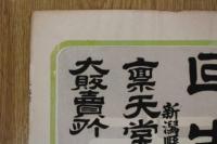 5　2  引札　引き札　シヒリス丸　ウテルス球　火傷散　通じ丸　回生丸　新潟県古志郡中通村　大字攝田屋　石版色刷