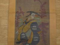 ６　5　真作　大津絵　藤娘　紙本着色　江戸中期頃　本紙約68×24.5㎝　全体約136×33㎝　木箱入り