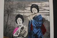 5　2  美人月下涼之図　明治後期　石版色刷