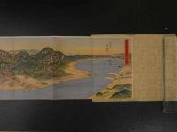 １　天台宗総本山　比叡山延暦寺　鳥瞰図　　裏面比叡山案内記　約17.5×65.5cm　戦前　古地図　古文書