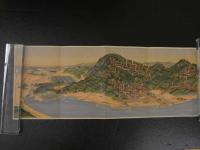 １　天台宗総本山　比叡山延暦寺　鳥瞰図　　裏面比叡山案内記　約17.5×65.5cm　戦前　古地図　古文書