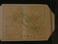 １３　書簡図絵　常光画　観光の近江　鳥瞰図・近江大観　両面印刷　約14.5×43.5cm
