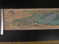 １３　鳥瞰図　十和田湖　約18×76ｃｍ　両面印刷　戦前　古地図　古文書