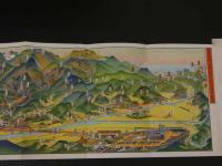 １３　平穏温泉及び付近名勝案内　鳥瞰図・案内　両面印刷　約18×76ｃｍ　戦前　古地図　古文書