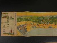 6 １　沿線ご案内　阪和電鉄　昭和5年　鳥瞰図・案内　両面印刷　約18×76cm　