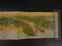 6 １　沿線ご案内　阪和電鉄　昭和5年　鳥瞰図・案内　両面印刷　約18×76cm　