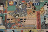 5３　善悪振分双六　一陽斉豊国画　　木版彩色刷　約55×75㎝　木版画　すごろく