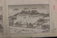5３　京都　本願寺　仏光寺　名所絵　銅版画　台紙貼付　1枚約15×24㎝　計4枚　戦前　古文書