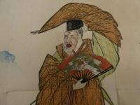 ３　8　狂歌俳諧　刷物　絵師不明　翁の舞　木版彩色刷　約35×48cm　