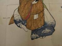 ３　8　狂歌俳諧　刷物　絵師不明　翁の舞　木版彩色刷　約35×48cm　
