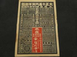 ８　5　引札　略暦　大正15年　木炭石炭官塩醤油百貨　京都府向日町　植村商店　石版2色刷　約53×37cm