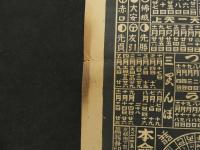 ８　5　引札　略暦　大正15年　木炭石炭官塩醤油百貨　京都府向日町　植村商店　石版2色刷　約53×37cm