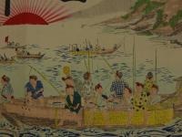 ４　5　引札　引き札　鰹節商　大阪市西区鰹座　野瀬利吉　木版彩色刷　約34x50cm