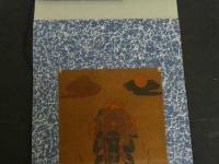 4 5　模作　大津絵　青面金剛図　木版彩色刷　本紙約54x24cm　全体約131x35cm