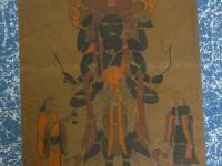 4 5　模作　大津絵　青面金剛図　木版彩色刷　本紙約54x24cm　全体約131x35cm