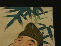 ４　5　①引札　引き札　内外食料品缶詰　大阪順慶町通　吉尾清蔵　木版彩色刷　約34x50cm