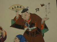 ４　5　引札　引き札　小信画　形糠粉？　各国販売所　京都市猪熊通　太田伊三郎　木版彩色刷　約34x50cm