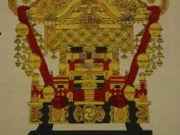 ４　5　引札　引き札　宮殿寺院　錺金物調製所　大阪東区安土町　鈴木源右衛門　木版彩色刷　約32.5x50cm