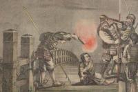 ４　5　捕獲寸前（仮題）出版者・出版年不明　石版色刷　約27ｘ36㎝