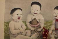 ４　5　三童喜怒哀之図　石版色刷　34.5ｘ45.5㎝