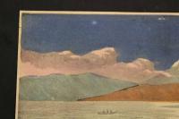 ４　5　富士が見える浜辺（仮題）出版者・出版年不明　石版色刷　27.5ｘ36.5㎝