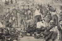 ６　5　於戦地繃帯自用法之図　石版刷約39×47㎝