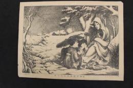 ６　5　貞婦常盤雪中伴三児図　石版刷約32.5×43.5㎝