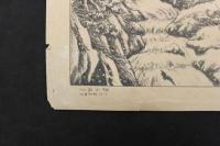 ６　5　貞婦常盤雪中伴三児図　石版刷約32.5×43.5㎝