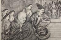 ６　5　重盛清盛ェ諌言之図　出版者・出版年読み取り不可　石版刷約36.5×47㎝