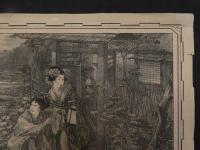 5　5　牛若丸三略之巻ヲ得ルノ図　石版刷　約34×44㎝