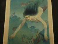 ６　5　真作　中沢弘光画　大近松全集より　松風林雨東帯鐘の松風　彫刻・山岸主計　手擦・西村熊吉　木版彩色刷約４６×２８，５㎝