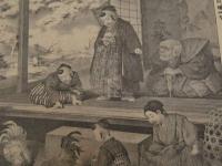 ６　5　徳川三代幼君闘鶏遊覧　彦左衛門以下扈従之図　石版　約30.5×38.5㎝　