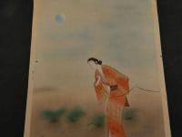 ６　5　真作　山村耕花画　大近松全集より　丹波与作の関の子万　彫刻・山岸主計　手摺・西村熊吉　木版彩色刷約４７×29.5㎝