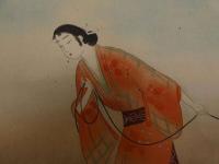 ６　5　真作　山村耕花画　大近松全集より　丹波与作の関の子万　彫刻・山岸主計　手摺・西村熊吉　木版彩色刷約４７×29.5㎝