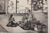 5　5　紫式部幼少の時学文？好む図　石版刷　約38×48㎝