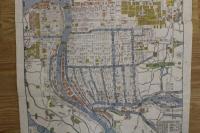 5　5　改正摂津大坂図　浪華書林　天保3年補刻　木版彩色刷　約57×45㎝　