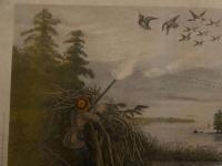 5　5　洋人銃猟之図　石版色刷　約35×47㎝