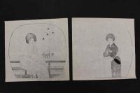 5　5　うちわの下絵　約27×28㎝　13種14枚