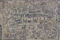 2  5　①京都名所案内略図　御定宿　京三条大ばし東つめ　いせや？兵衛　明治中期　木版藍刷