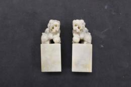 5　３　⑦石印材　獅子　30×30×80㎜　2個　書道　篆刻