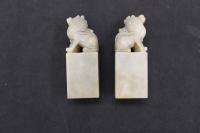 5　３　⑦石印材　獅子　30×30×80㎜　2個　書道　篆刻