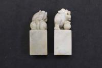 5　３　⑦石印材　獅子　30×30×80㎜　2個　書道　篆刻