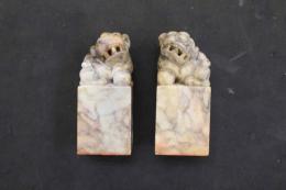 5　5　③石印材　獅子　35×35×81㎜　2個